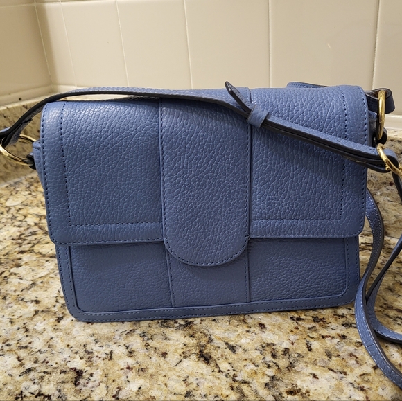 Corder London Emmeline Pebbled Leather Blue Crossbody Bag - Picture 3 of 11